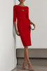 Solid Color Round Neck Hollowed-out Slim-fit Elegant Midi Dress