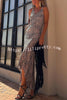 Silas Leopard Print Bias Cut Fishtail Slip Maxi Dress