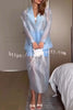 Simple and Light See-through Fabric Tie-up Long Sleeve Pocket Lapel Blazer