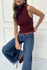 Comfortable Season Ribbed Knit Turtleneck Sleeveless Relaxed Sweater