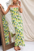 Summer Lemon Print Scalloped Lace Trim Suspender Slim Maxi Dress