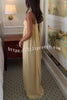 Butter Yellow Ruched Bust Off Shoulder Scarf A-line Maxi Dress