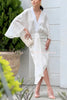 Chantelle Linen Blend Kimono Sleeves Drape High Low Maxi Dress