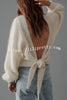 Chunky Season Knit Mohair-blend Long Sleeve Open Back Knot Design Loose Sweater