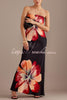 Charming Lady Satin Floral Print Bandeau Loose Maxi Dress