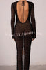 Sexy Backless Long-sleeved Knitted Slim-fit Maxi Dress