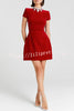 Regan Luxurious Velvet Jewel-encrusted Turtleneck Short Sleeve Pocket Tulip Mini Dress