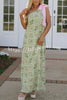 Garden Atmosphere Floral Print One Shoulder Pink Bow Loose Maxi Dress