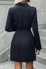 Solid Color Long Sleeve Lapel Professional Waist Mini Dress