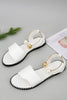 Summer Simple Flat Bottom Pearl Buckle Roman Sandals