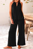 Cotton Linen Tie-up Tank Pants Suits