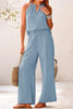 Cotton Linen Tie-up Tank Pants Suits