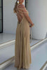 Draped Woven Halterneck Backless Maxi Dress