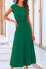 Solid Color Cap Sleeve Ruched Midi Skirt Set