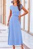 Solid Color Cap Sleeve Ruched Midi Skirt Set