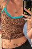 Lace Contrast Leopard Print Cami Top
