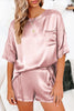 Satin Crew Neck T-shirt Shorts Set