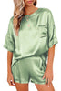Satin Crew Neck T-shirt Shorts Set