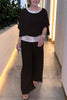 Sequins Patchwork Bat Sleeve Tops Pants Suits