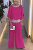 Sequins Patchwork Bat Sleeve Tops Pants Suits