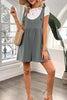 Solid Color Shoulder Bow Pocket Rompers