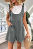 Solid Color Shoulder Bow Pocket Rompers