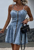Strappy Zipper A-line Pleated Mini Dress