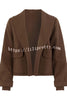 Comfortable Season Shawl Collar Open-front Long Sleeve Flap Pockets Crop Coat