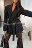 Chic Moment Lapel Long Sleeve Belt Pocketed Oversized Blazer