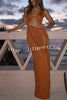Beautiful Figure Shiny Knit Fabric Cutout Side Slit Stretch Vacation Maxi Dress