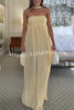 Butter Yellow Ruched Bust Off Shoulder Scarf A-line Maxi Dress