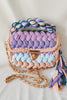 Contrast Color Stitching Braided Chain Tassel Bag
