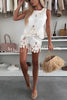 Angie Embroidery Cut-out Sleeveless Top and Elastic Waist Loose Shorts Set