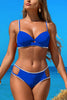 Sexy Hollow Contrast Stretch Two-Piece Bikini Swimsuit