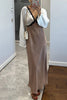 Lainei Contrast Color Satin Lace Trim V-neck Long Sleeve Maxi Dress