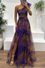 Charming Embrace Tulle Floral Pleated One Shoulder Slit Maxi Dress