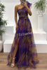 Charming Embrace Tulle Floral Pleated One Shoulder Slit Maxi Dress