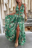 Amazon Scenery Unique Print Tie-up Cutout Waist Ring Halter Slit Maxi Dress