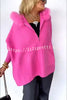 Warm Call Knit Long Sleeve Zipper Plush Hooded Pocket Loose Cardigan