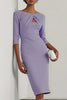 Solid Color Round Neck Hollowed-out Slim-fit Elegant Midi Dress