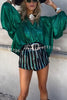 Cheers To That Glitter Fabric Button Up Balloon Sleeve Loose Blouse