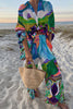 Abstract Oil Painting Print Oversized Shirt and Elastic Waist Pocket Pants Set