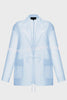 Simple and Light See-through Fabric Tie-up Long Sleeve Pocket Lapel Blazer