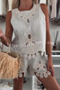 Angie Embroidery Cut-out Sleeveless Top and Elastic Waist Loose Shorts Set