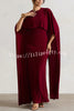 Charming Look Crew Neck Cape Sleeve Stretch Maxi Dress