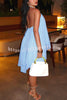 Chiffon Solid Color Halter Backless Irregular Mini Dress