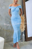Beauty Untamed Mesh Overlay Off Shoulder Ruched Stretch Maxi Dress