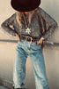 Party Crasher Sequin Tassle Fabric Long Sleeve Loose Top