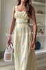 Vineyard Cutwork Fabric Ruched Bust Cutout Back Smocked Maxi Dress
