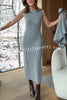 Soft and Warm Cashmere Ribbed Knit Sleeveless Midi Sweater Dress